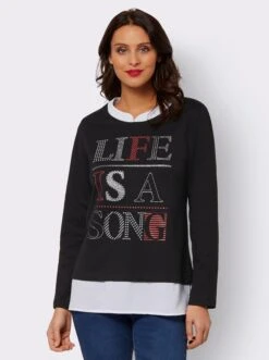 2-in-1-Langarmshirt Schwarz-rot