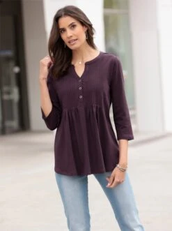 3/4-Arm-Shirt Aubergine