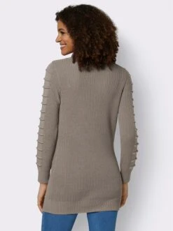Longpullover Mit Struktur-Partien Taupe