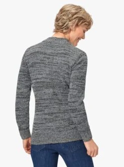 Stehkragenpullover Mit Intarsien-Muster Schwarz-weiß
