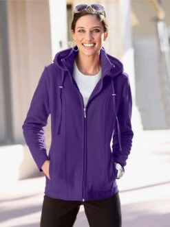Fleecejacke Mit Abnehmbarer Kapuze Lila