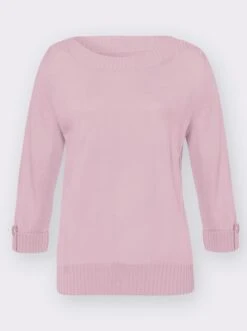 3/4 Arm-Pullover Mit U-Boot-Ausschnitt Rosé