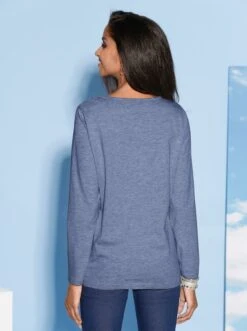 Langarmshirt Rauchblau-bedruckt